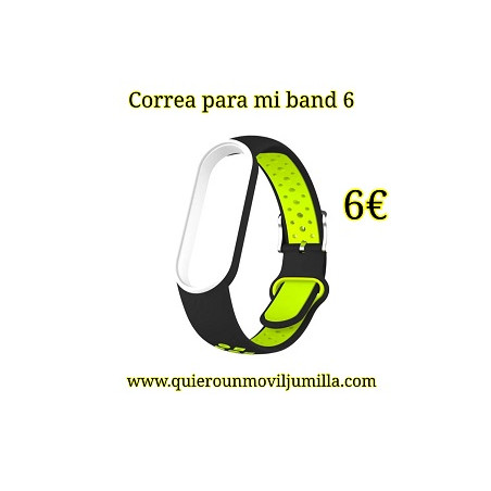 Correa para mi Band 6 verde y negro