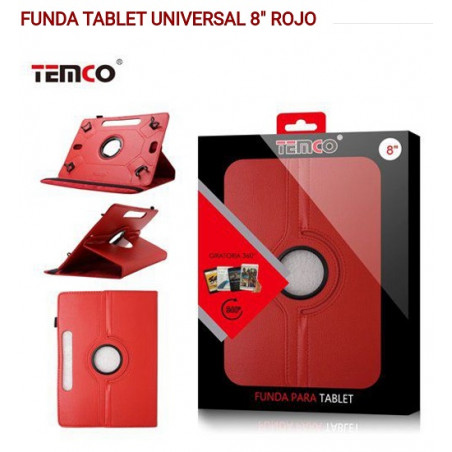 FUNDA TABLET UNIVERSAL 8 Pulgadas ROJO