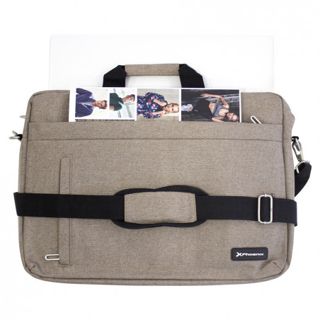 MALETIN PHOENIX DELHI PARA PORTATILES HASTA 15.6" MATERIAL DE NYLON RESISTENTE AL AGUA COLOR CAMEL