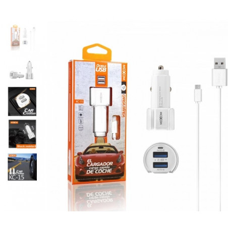 Cargador Coche MOXOM KC-15 2.3A + Cable MicroUSB