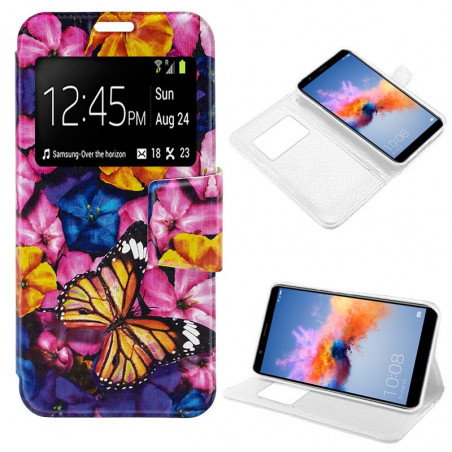 Funda COOL Flip Cover para Huawei Honor 7X Dibujos Mariposa