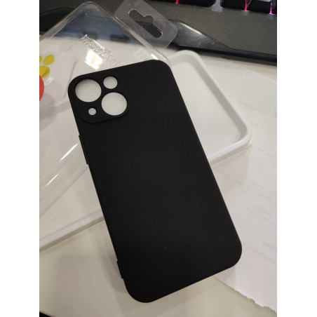 Funda lisa para iPhone 13 mini negra con protección cámara