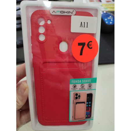 FUNDA PARA SAMSUNG GALAXY A11 Y SAMSUNG GALAXY M11  roja con bolsillo para tarjeta