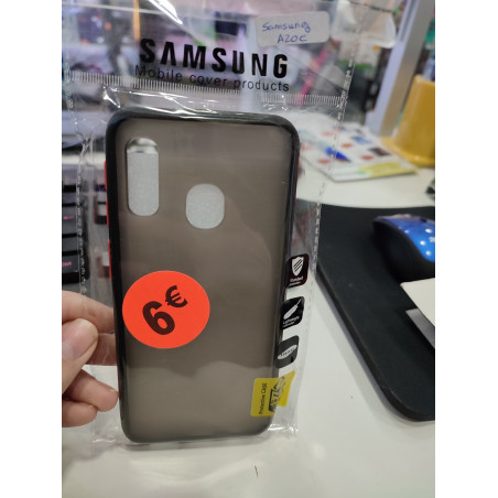 Funda para Samsung Galaxy A20e borde negro con botones en rojo