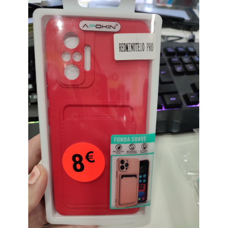 Funda Redmi Note 10 Pro roja suave con hueco para tarjeta