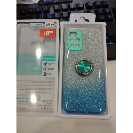 Funda Silicona Brillante Xiaomi Redmi 10 con Imán y Soporte de Anilla 360º Color Azul