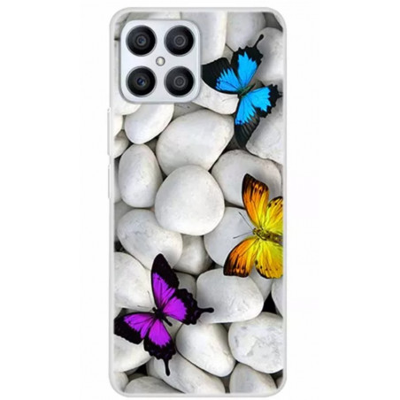 Funda para Honor X8 mariposas y piedras