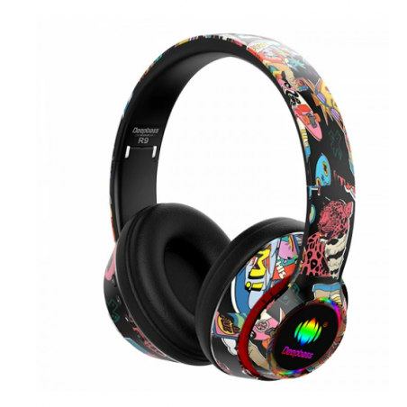 Auriculares Diadema inalámbricos RGB Deepbass R9 Negro