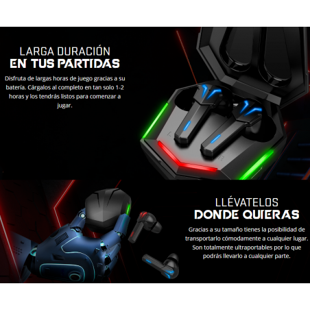Tempest War Auriculares Gaming Inalámbricos Negros