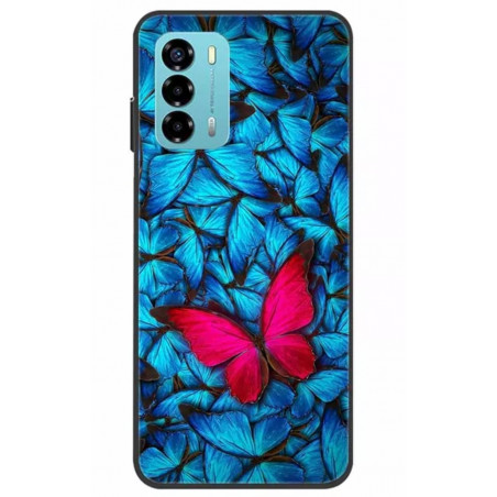 Funda para ZTE V40 Vita Mariposa fondo azul