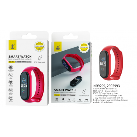 Pulsera Smartband Inteligente Sumergible color rojo