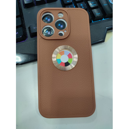 Funda iPhone 14 Pro Max marrón y dorado