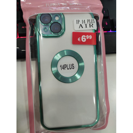 iPhone 14 Plus transparente y verde