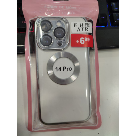 iPhone 14 pro  transparente y plateado