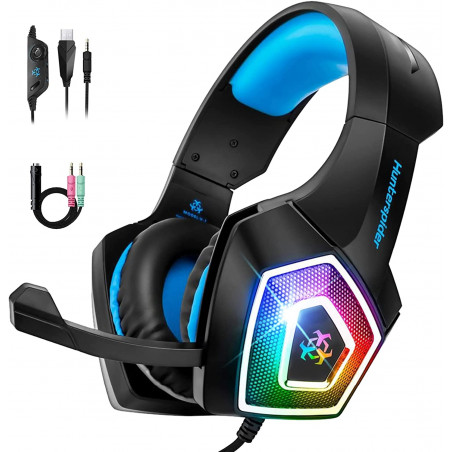 Cascos Gaming compatibles con ps4, xbox,ps5 ,pc RBG luces led