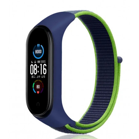 PULSERA PARA MI BAND 7 Azul y verde con velcro nailon
