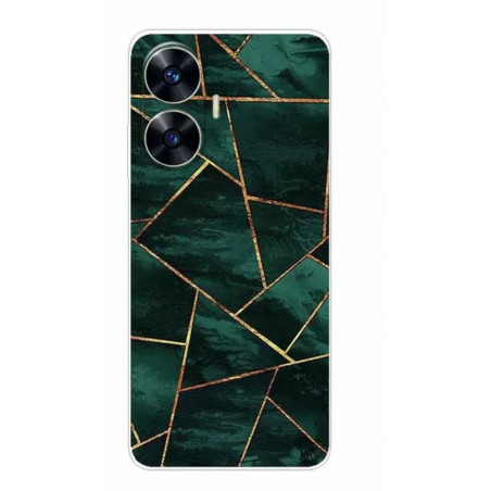 Funda para Realme C55 Líneas virtuales verdes y doradas