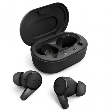Auriculares Bluetooth Philips TAT1207BK con estuche de carga/ Autonomía 6h/ Negros
