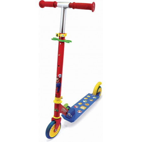 Patinete de 2 Ruedas Super Mario, máximo 50kg, Regulable en Altura, Adecuado a Partir de 5 años