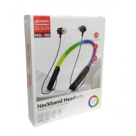 Auriculares inalámbricos LED MSL-300 – Auriculares con banda para el cuello Auriculares