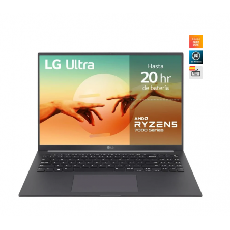 Portátil - LG 16UD70R-G.AX56B, 16" WUXGA, Ryzen™ 5 7530U, 16GB RAM, 512GB SSD, AMD Radeon™ Graphics, Sin sistema operativo