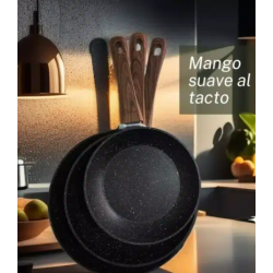 3 sartenes pack 20/24/28 cm para gas, inducción, cerámica, apta lavavajillas alta CALIDAD, utensilios cocina