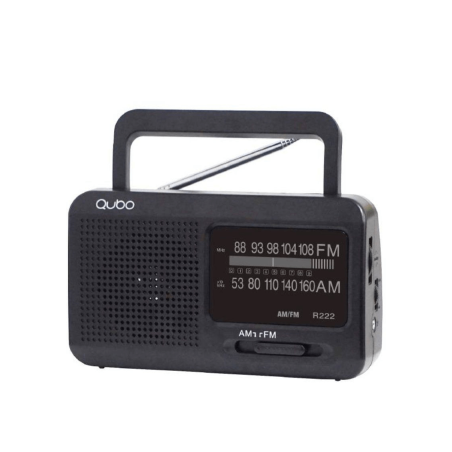 Radio Portátil Qubo R-222/ con Cable/ a Pilas/ Negra