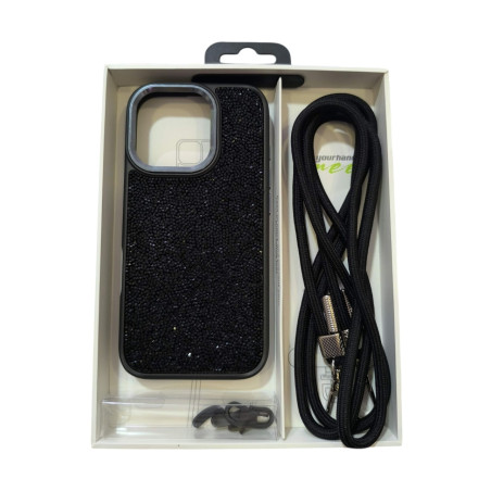 Funda con cuerda para iPhone 16 Pro Max BRILLO NEGRA