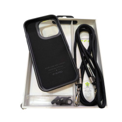 Funda con cuerda para iPhone 16 Pro Max BRILLO NEGRA