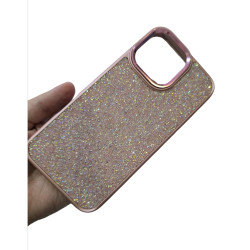 Funda con cuerda para iPhone 16 Pro Max con brillo Rosa