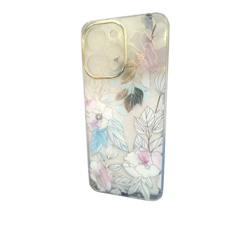Funda Redmi 12 transparente con flores