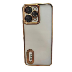 Funda para Redmi 12 transparente con bordes dorados