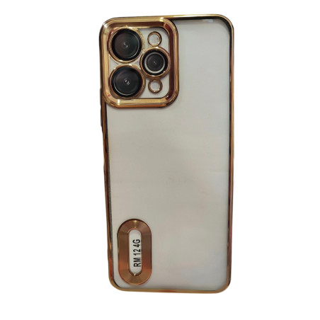 Funda para Redmi 12 transparente con bordes dorados