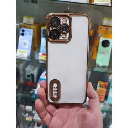 Funda para Redmi 12 transparente con bordes dorados