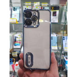 Funda transparente con bordes azules para REDMI 12