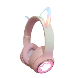 Casco para niños y niñas con luces CA-045 Huella perrito con orejitas color rosa