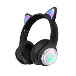 Casco para niños y niñas con luces CA-045 Huella perrito con orejitas color negro