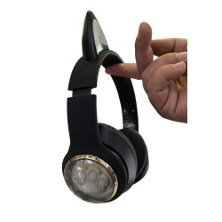 Casco para niños y niñas con luces CA-045 Huella perrito con orejitas color negro