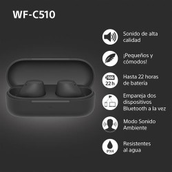 Auriculares Bluetooth Sony WF-C510 con estuche de carga/ Autonomía 5h/ Negros