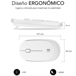 Teclado y Ratón Subblim Combo Business Slim Silencioso  Inalámbrico/ Blanco