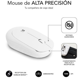 Teclado y Ratón Subblim Combo Business Slim Silencioso  Inalámbrico/ Blanco