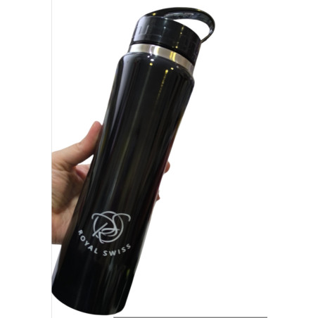 Termo de aluminio negro 750ml mantiene el frio y el calor Royal swiss