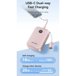 Powerbank 20000mAh Vention FKBP0-C/ 22.5W/ Rosa/ Incluye Cable USB Tipo-C