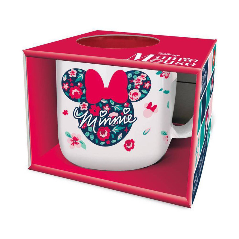Taza Ceramica Desayuno Minnie Mouse Gardening. En Caja De Regalo. 400 Ml.