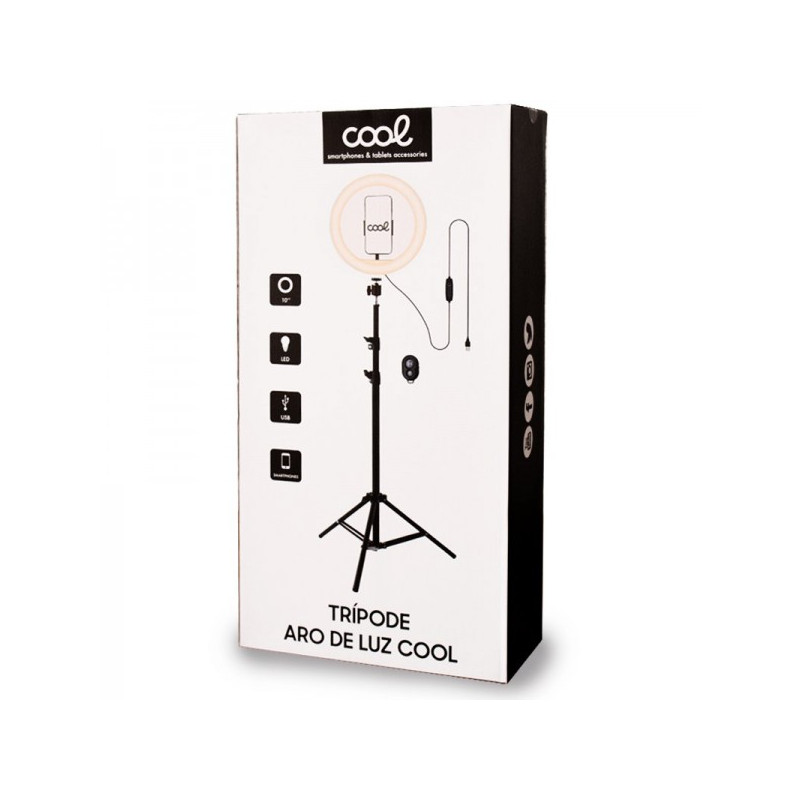 Soporte Trípode (180 cm) Aro de Luz LED COOL + Mando Bluetooth