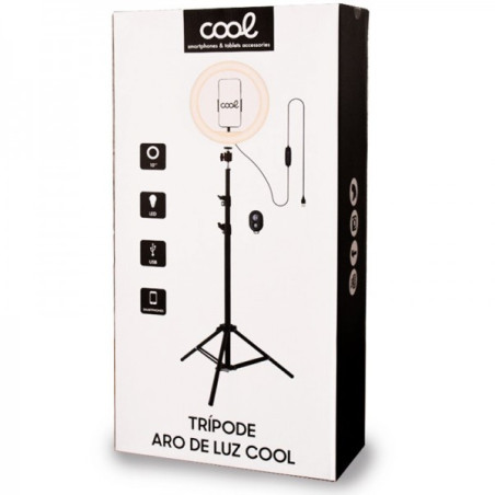 Soporte Trípode (180 cm) Aro de Luz LED COOL + Mando Bluetooth