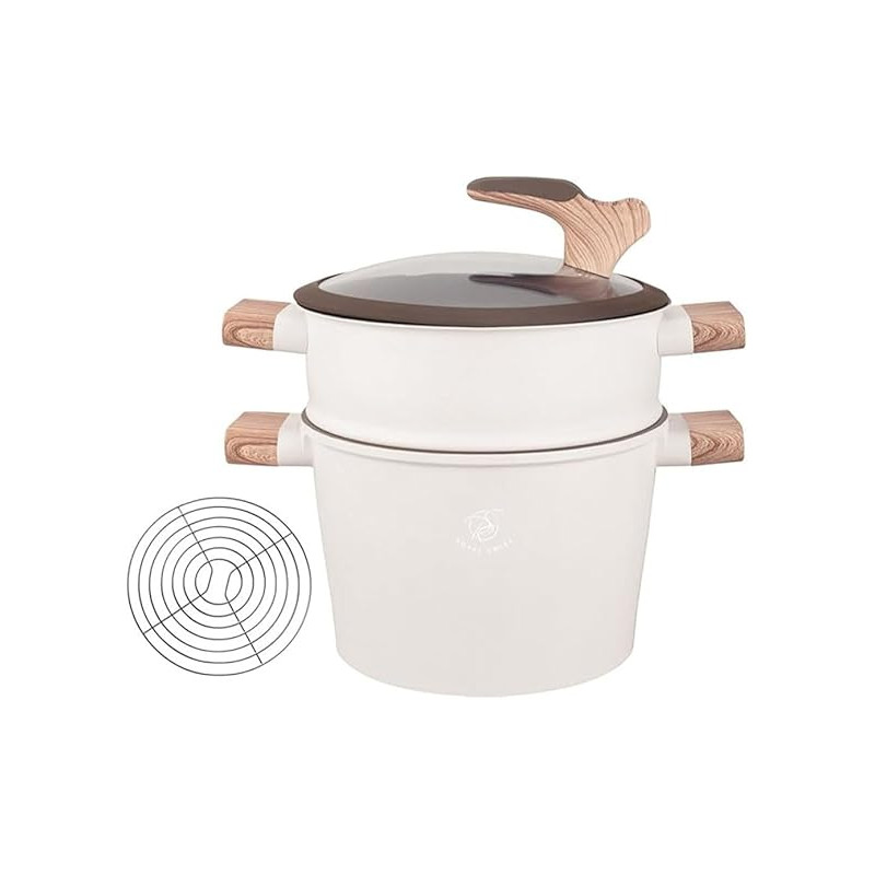 Royal Swiss Cacerola de 24 cm, olla Stoompan/cuscús de 6,5 L color :blanco