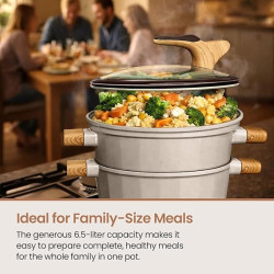 Royal Swiss Cacerola de 24 cm, olla Stoompan/cuscús de 6,5 L color :blanco