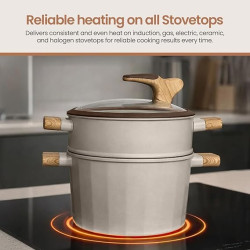 Royal Swiss Cacerola de 24 cm, olla Stoompan/cuscús de 6,5 L color :blanco