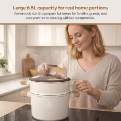 Royal Swiss Cacerola de 24 cm, olla Stoompan/cuscús de 6,5 L color :blanco